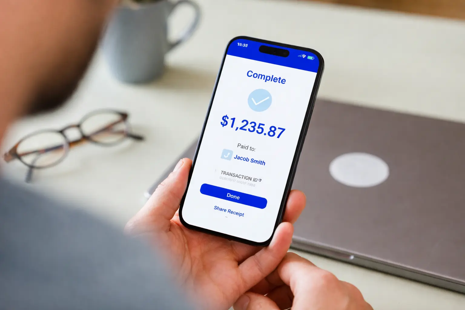Smartphone banking app showing pending deposit at 12:01 AM still no deposit updated overnight
