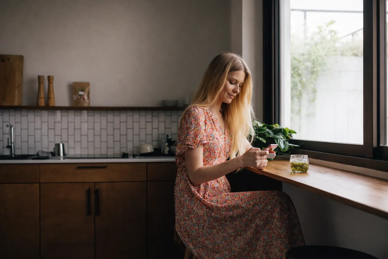 Woman checking mobile banking app during a banking liquidity shift as deposits process later in the day