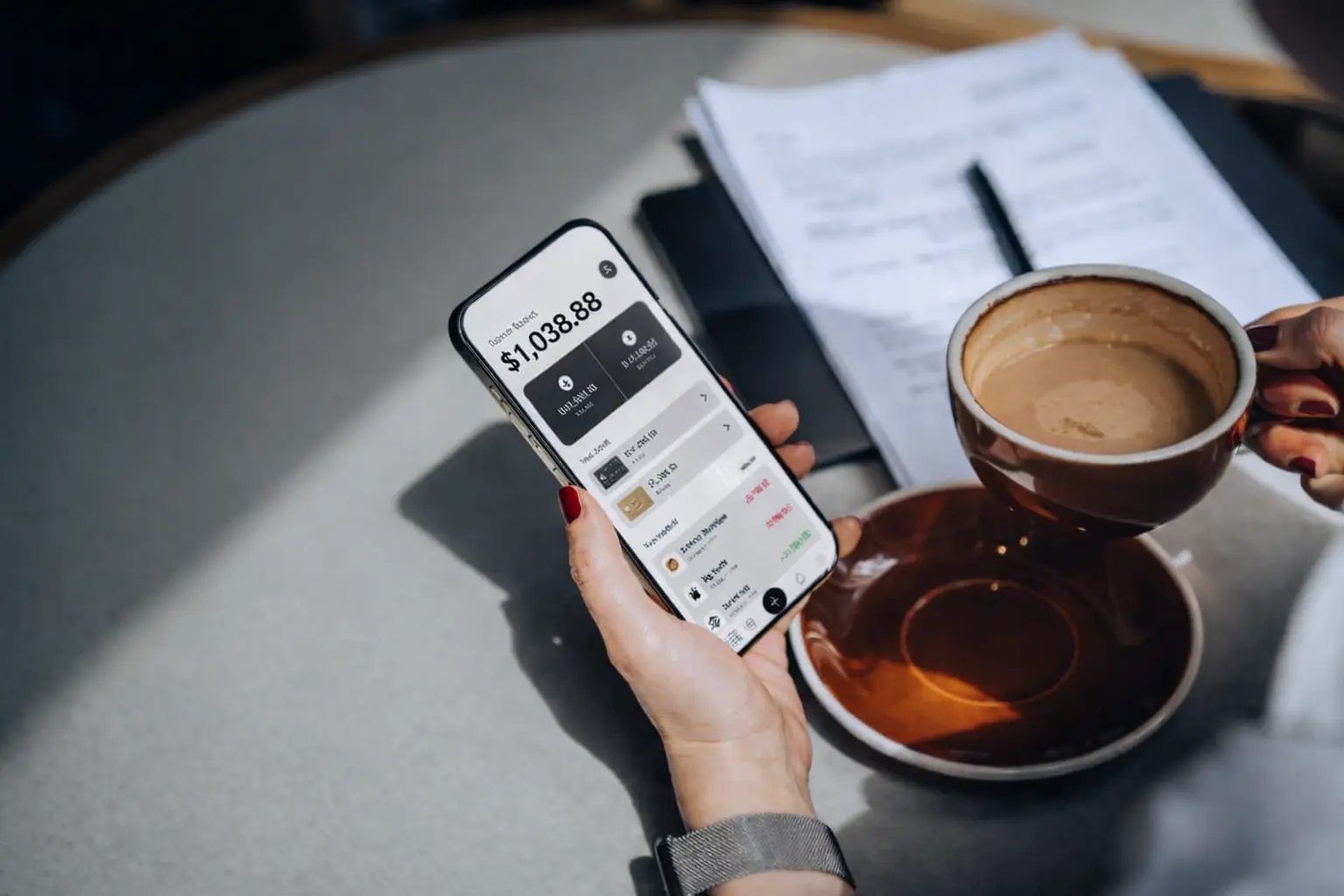 Smartphone showing bank balance during early morning deposit delay before 8 AM posting window