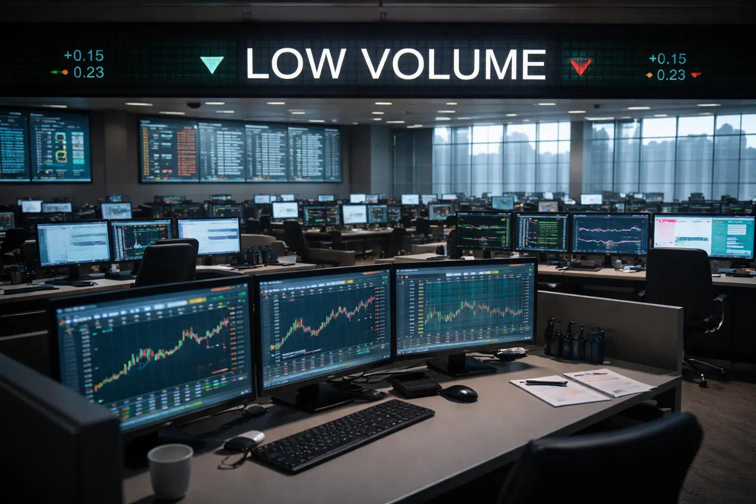 Lower trading volume price stability during a calm U.S. stock market session