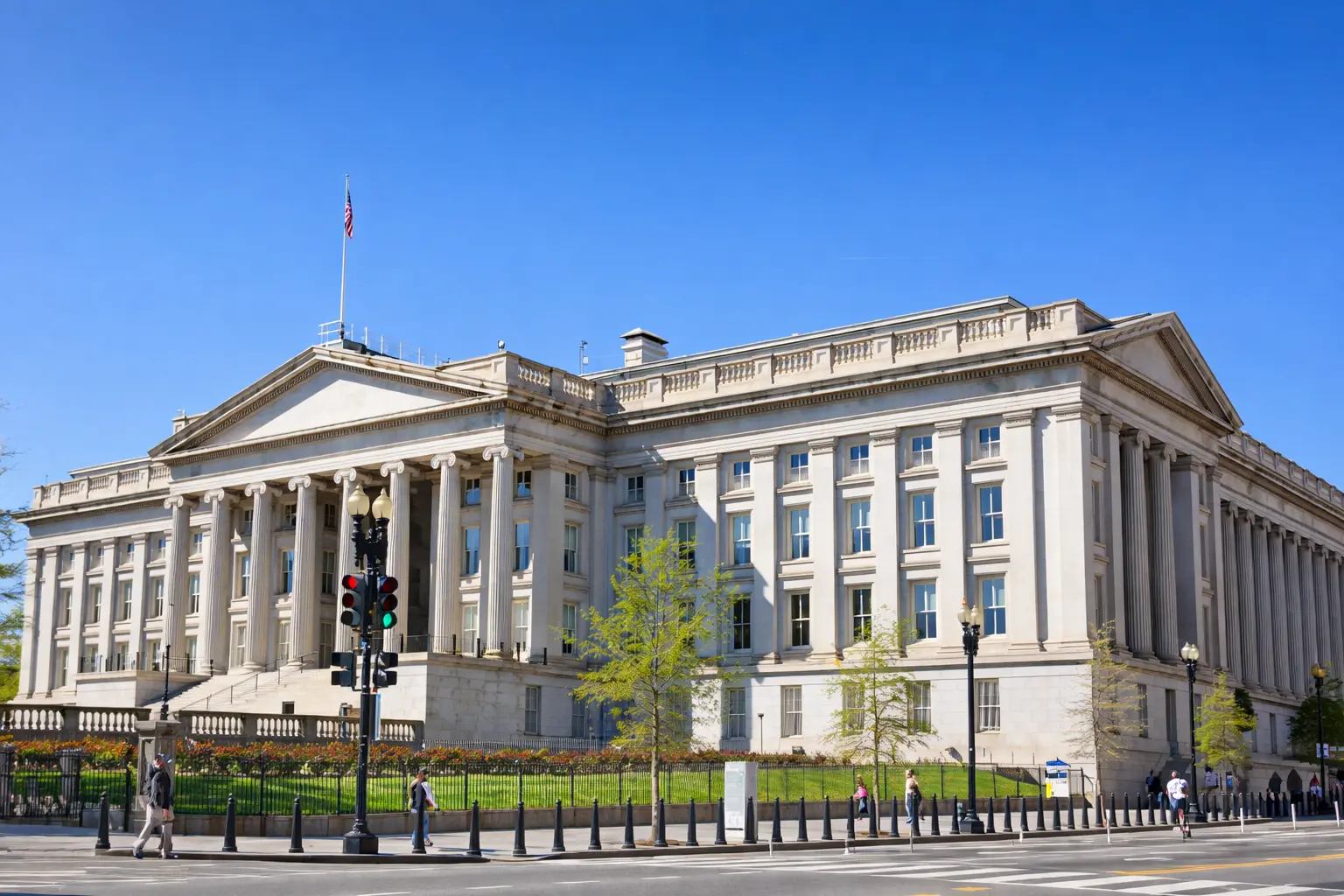U.S. Treasury building symbolizing the Treasury Payment System before a deposit appears