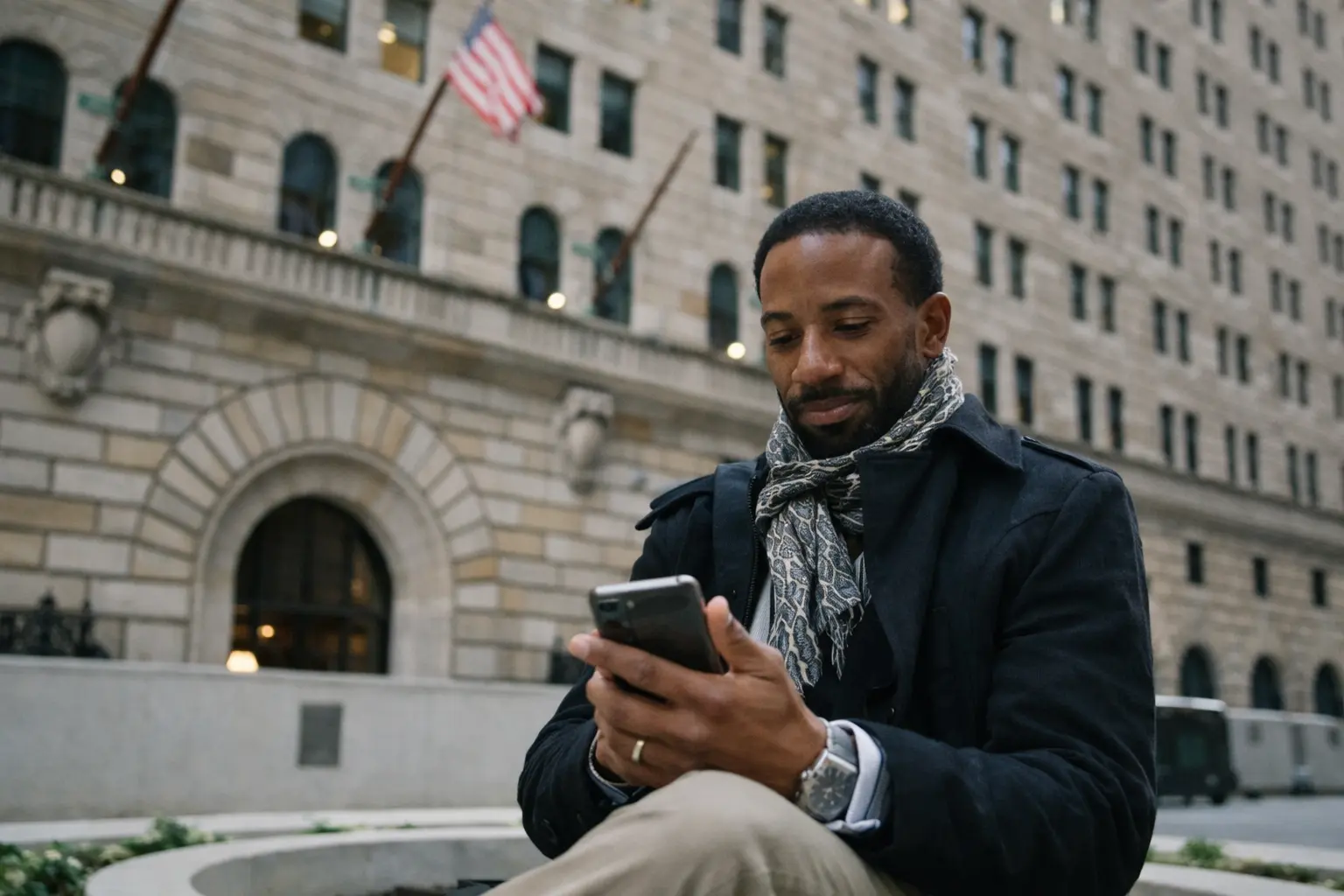 American adult reviewing bank account at dawn as Treasury releases funds at night before morning ledger posting