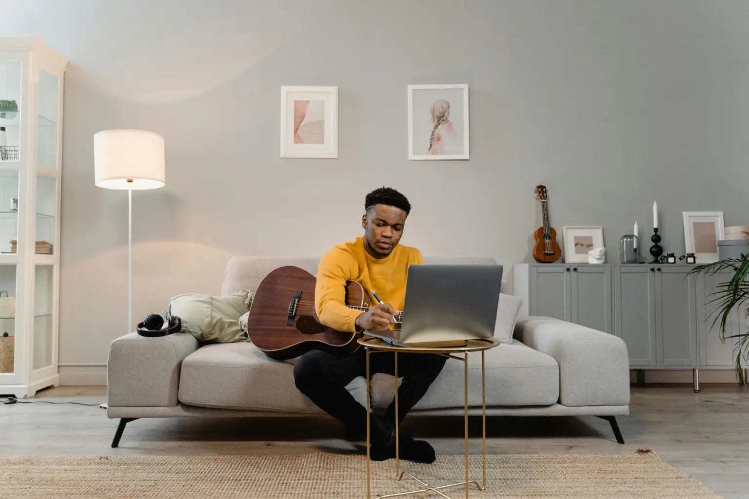 Individual managing usable wealth from home with a focus on everyday financial stability