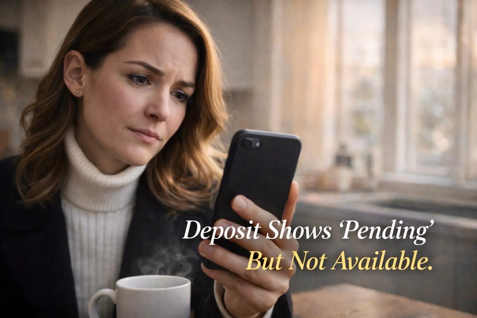 Deposit pending but not available showing on mobile banking app as customer waits for funds to post