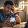 Person checking bank app after federal payment marked sent today but balance still zero