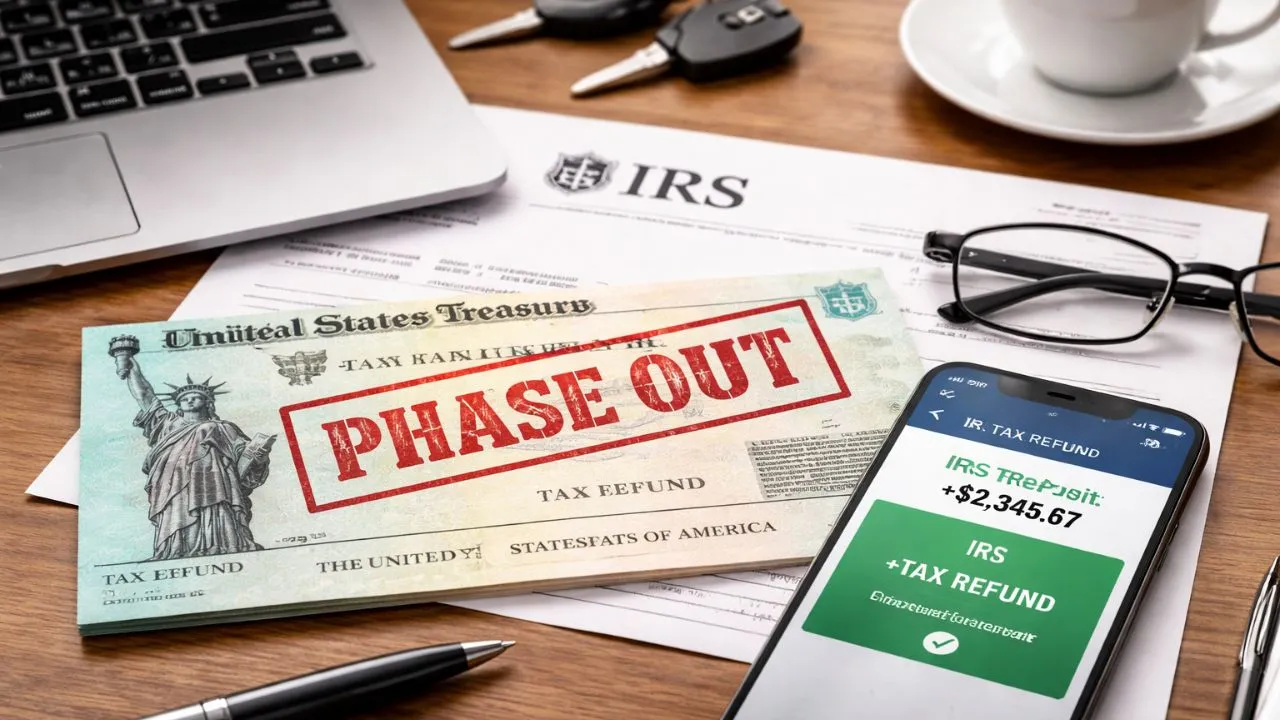 A professional visualization of the IRS Digital Phase showing the transition from paper checks to electronic payments.