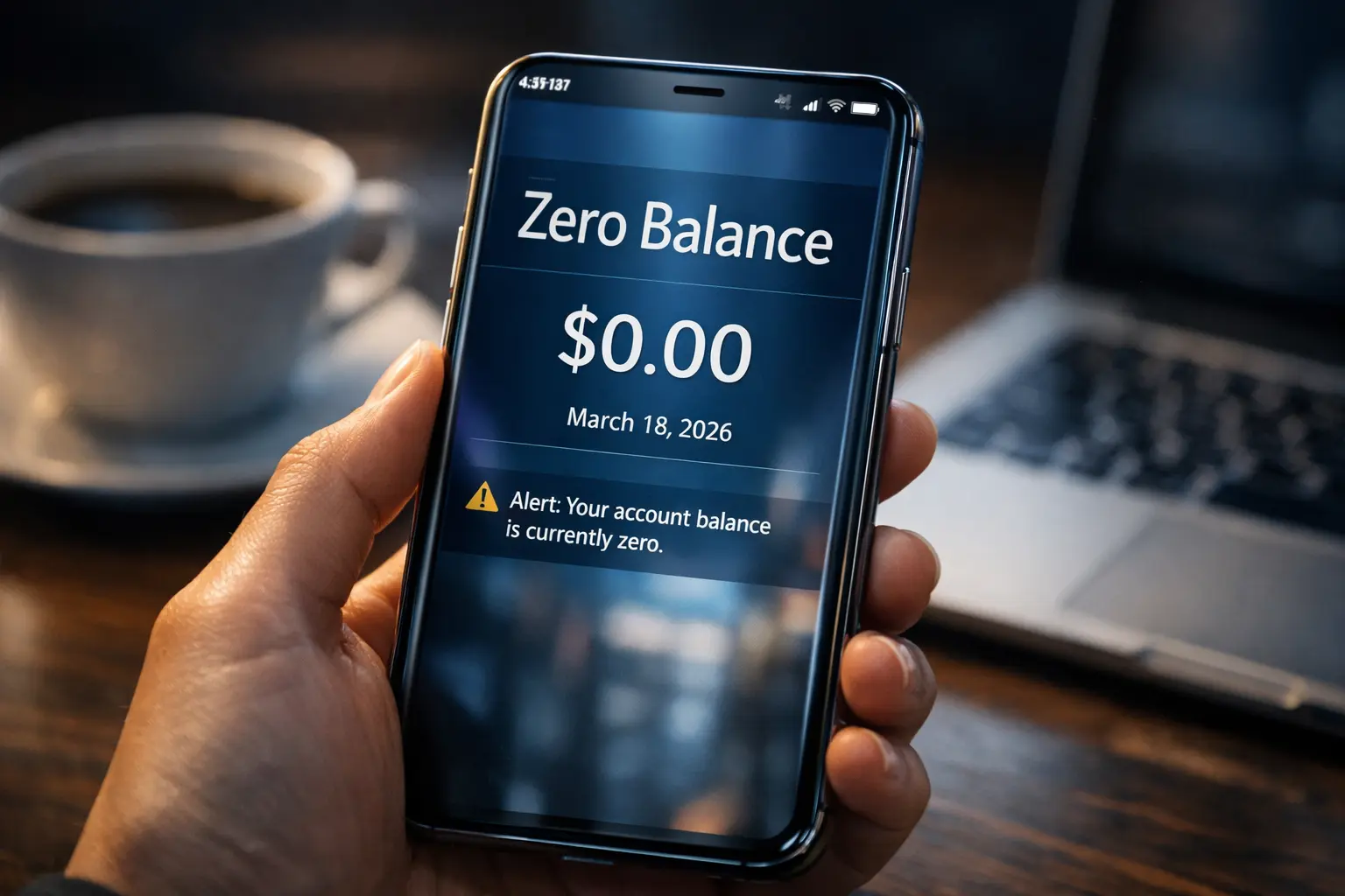 Person checking IRS refund status today March 18 on a smartphone showing a zero balance and pending deposit alert.