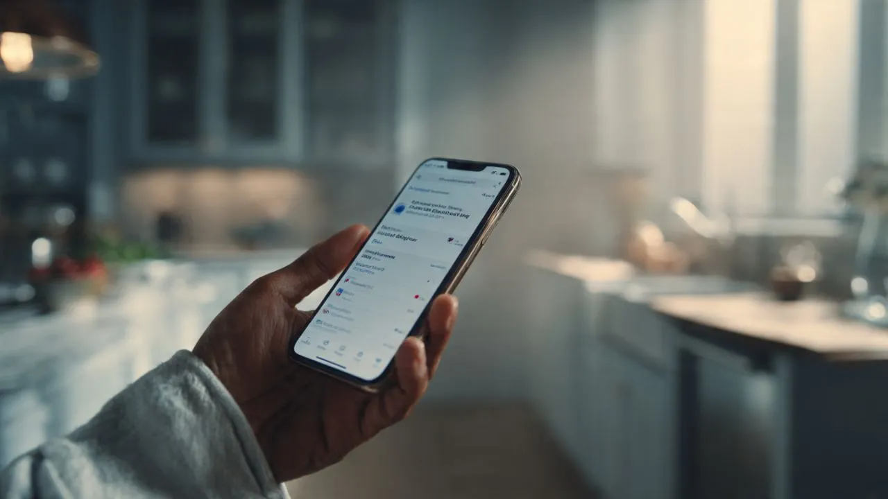 March 25 SSA Wave early deposit appearing as pending notification on mobile banking app screen held in hand in American kitchen on March 20 2026