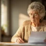 New $6000 Senior Tax Deduction causing IRS refund freeze as elderly American woman reads official tax documents at kitchen table on March 20 2026