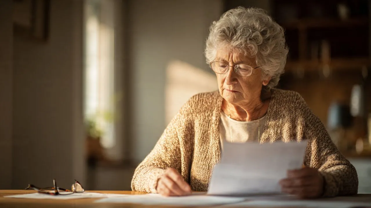 New $6000 Senior Tax Deduction causing IRS refund freeze as elderly American woman reads official tax documents at kitchen table on March 20 2026