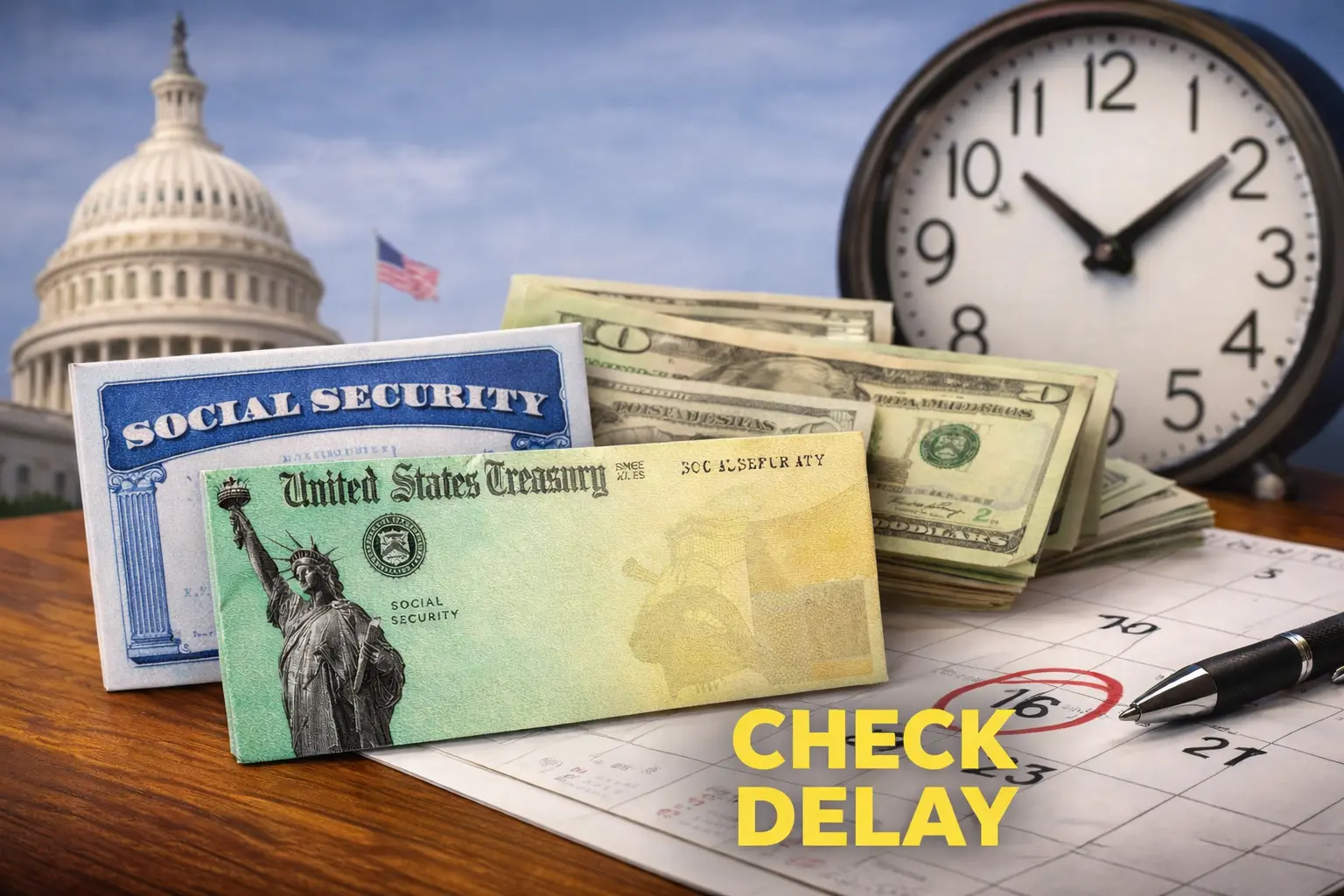 An elderly woman sitting at a kitchen table looking at her smartphone with a worried expression as she checks her bank account on Monday.