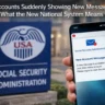 Smartphone displaying new message alert in Social Security account outside SSA office as SSA accounts suddenly showing new messages today