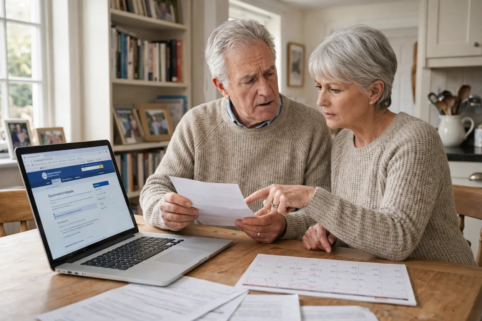 A retiree looking at a tablet showing a Social Security payment pending in their bank account for March 18.