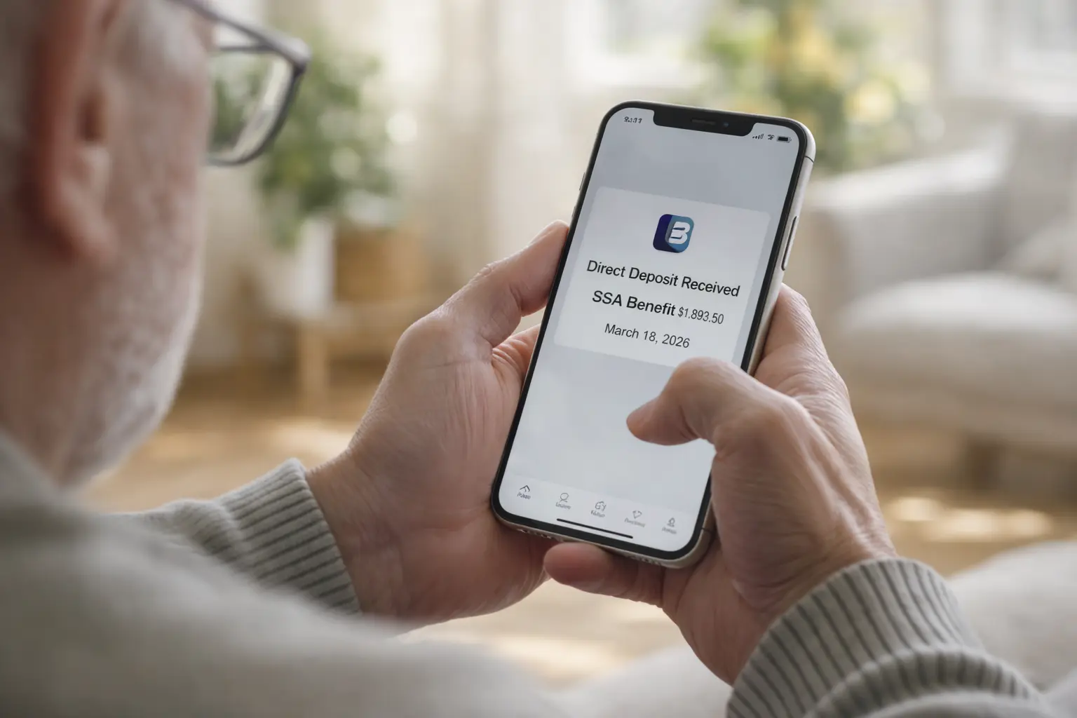 Social Security payment schedule showing benefit deposit received on March 18 2026 for wave two beneficiaries.
