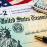 U.S. Treasury check with W-2 tax form representing people asking where is my federal payment today before Wednesday deposit wave