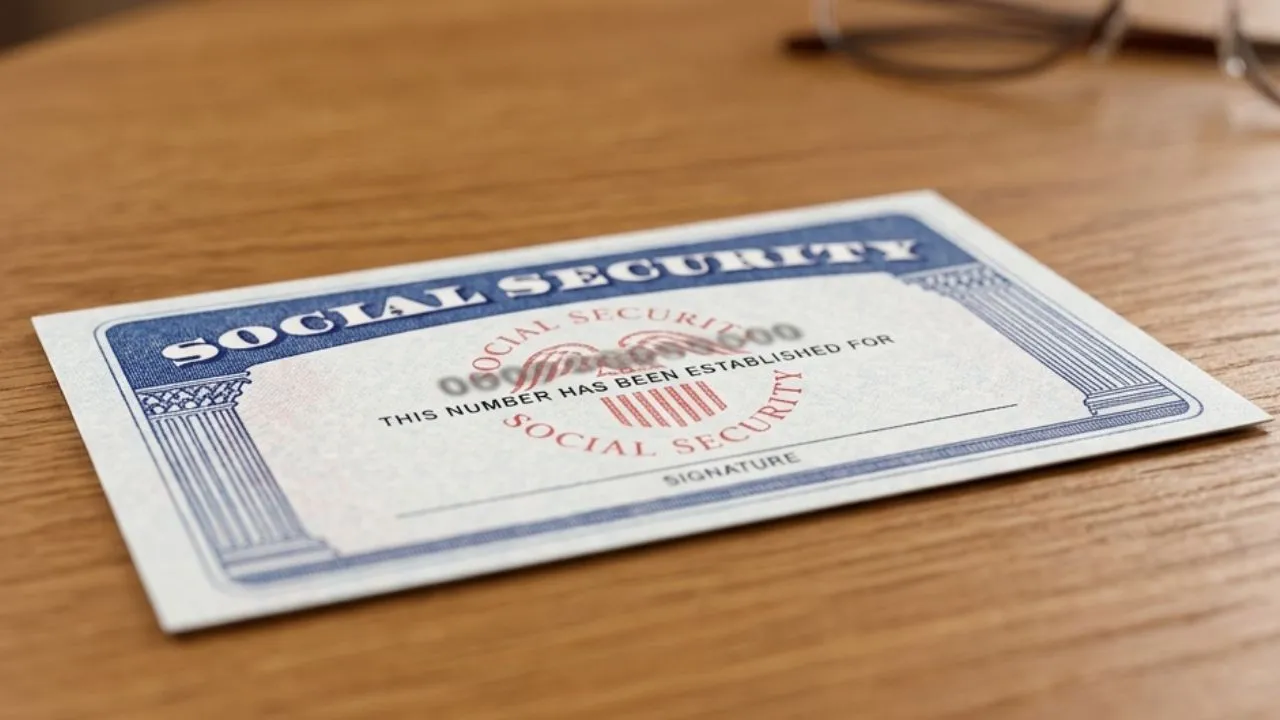 United States Social Security card on a desk representing the 2032 social security benefit cut deadline.