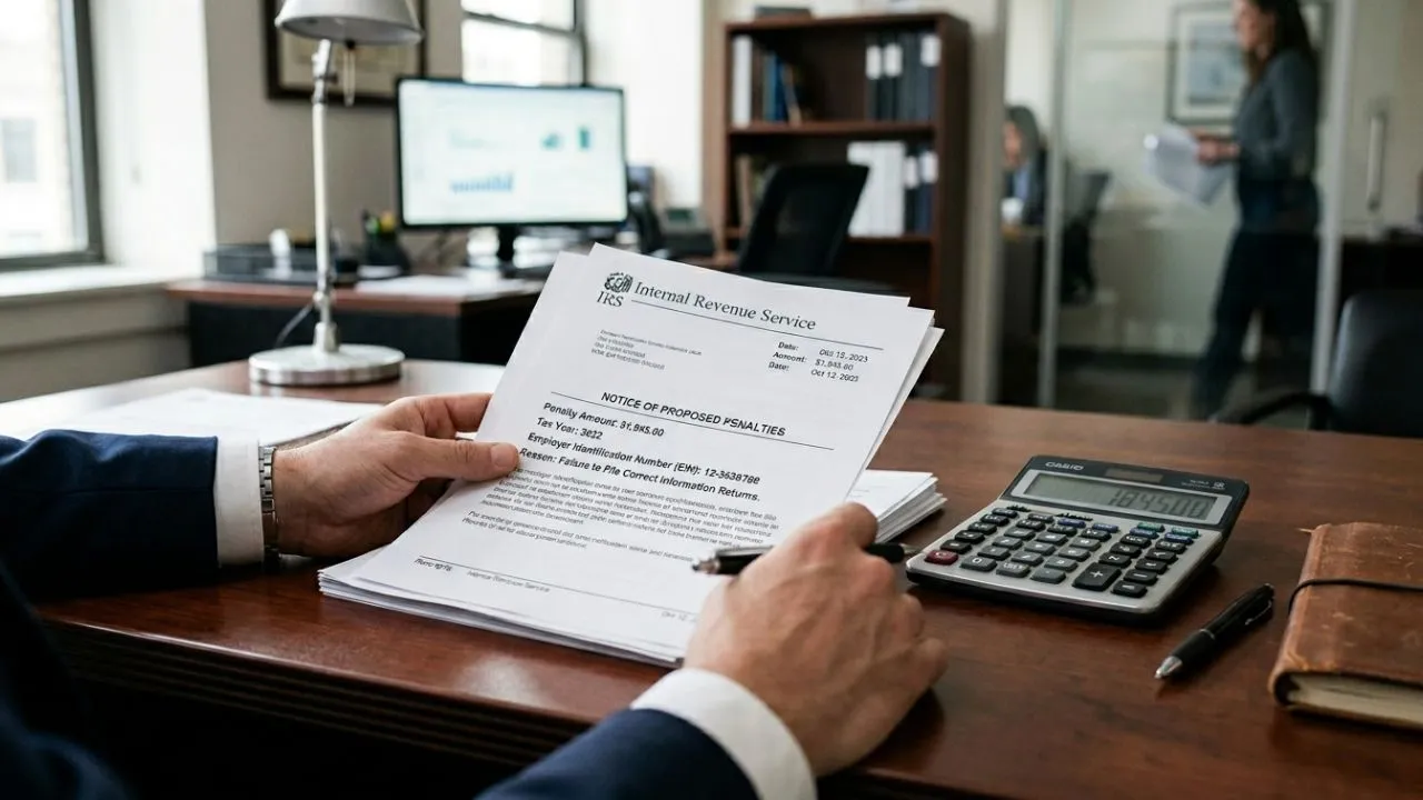 IRS penalty rate comparison showing 5 percent per month failure to file versus 0.5 percent per month failure to pay with maximum 25 percent cap