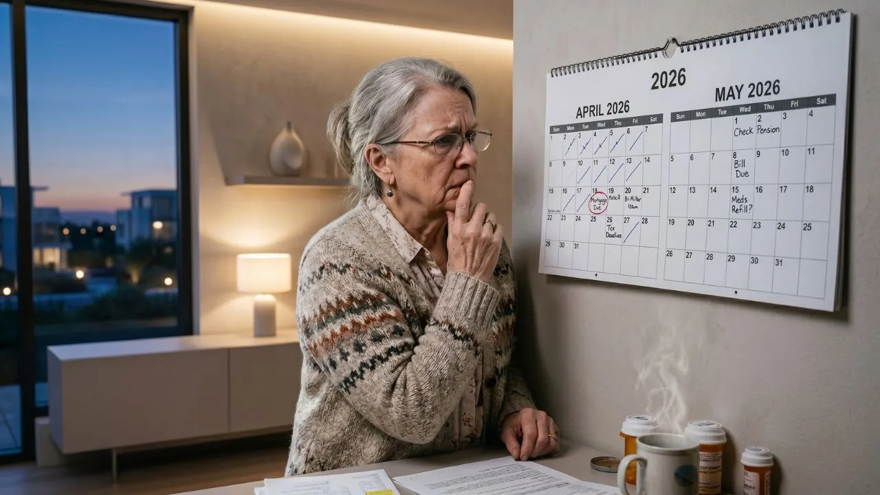 Calendar showing 35-day gap between April 22 and May 27 Social Security payments for Group 3 recipients creating the longest wait of 2026