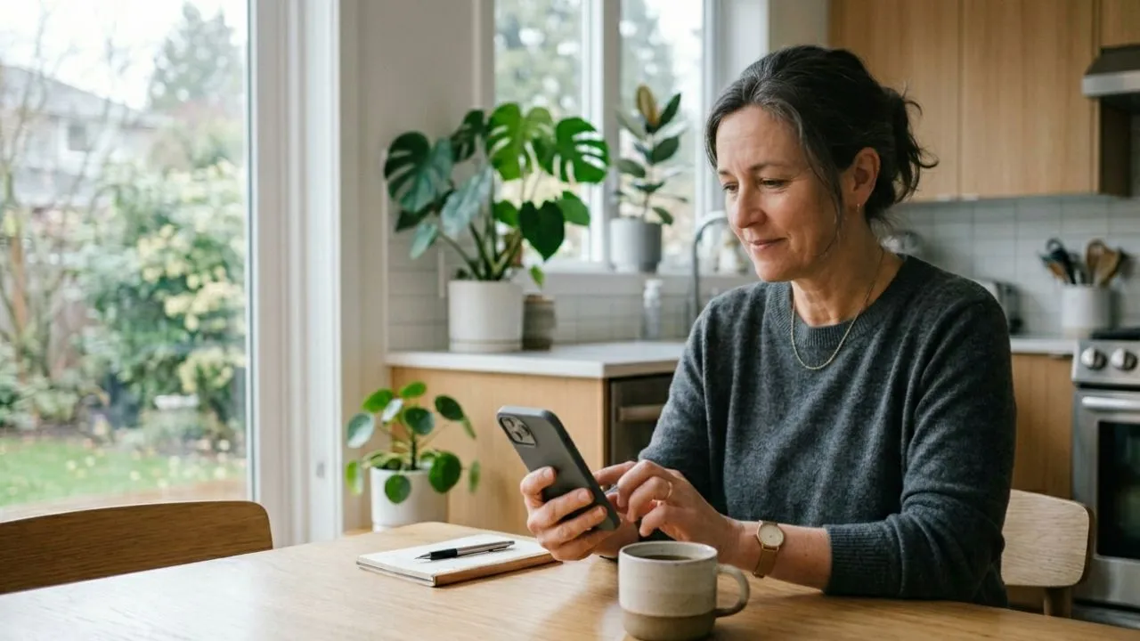 Woman checking June Social Security payment date on phone banking app