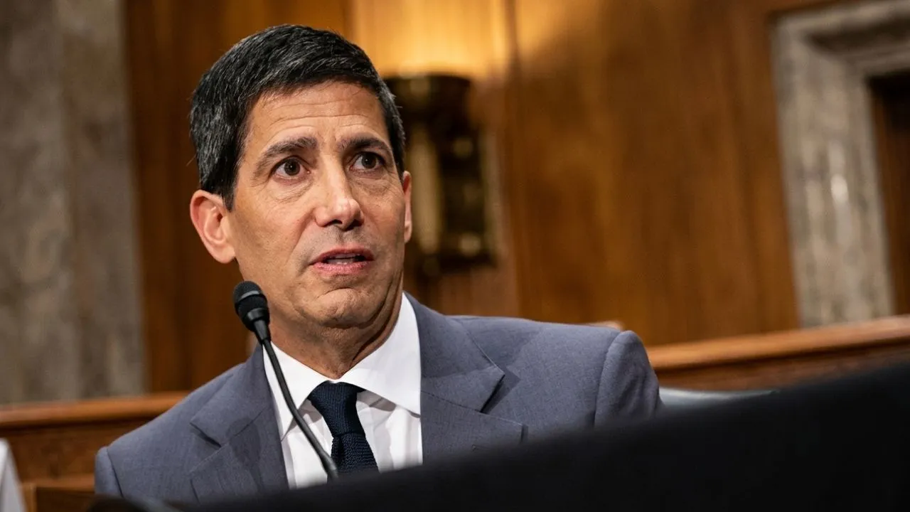 Kevin Warsh seated at Senate confirmation hearing, composed expression, formal setting