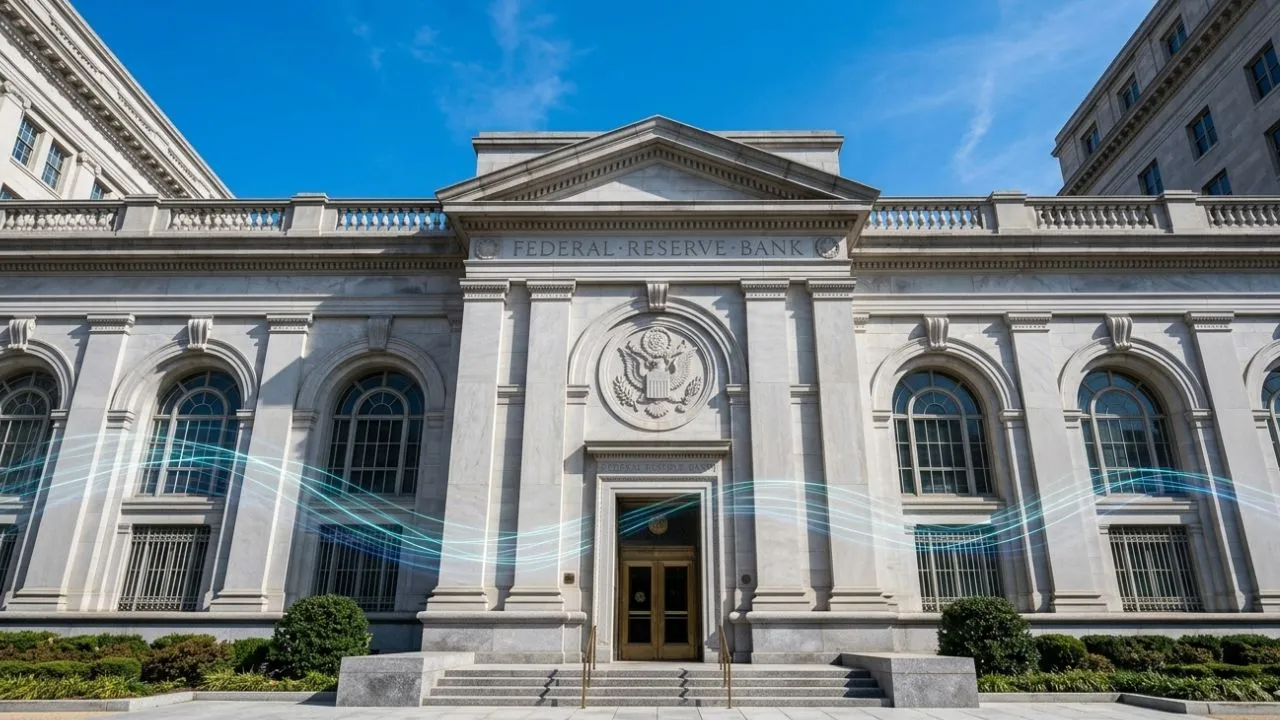 Federal Reserve Bank building representing the ACH electronic payment settlement and clearing infrastructure in the United States