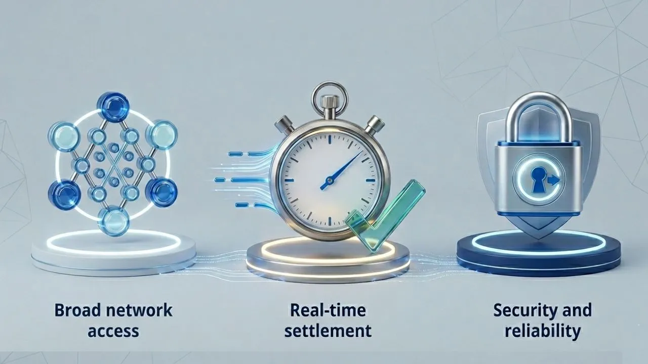 Glowing network of converging data lines representing the Fedwire Funds Service real time gross settlement system