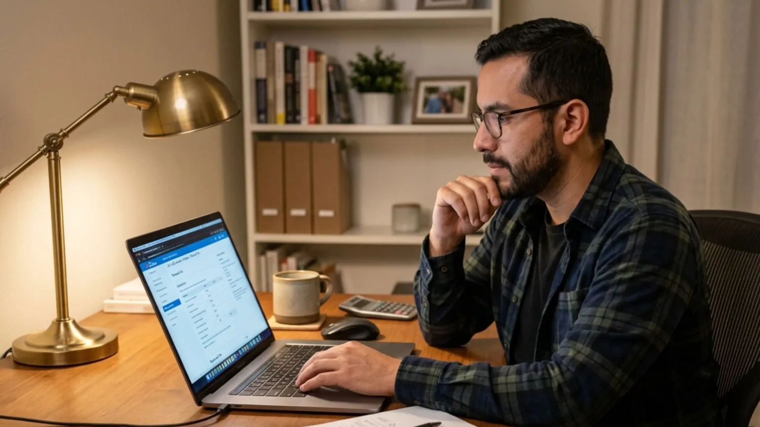Man completing his federal tax return using IRS Free File software on his laptop in 2026