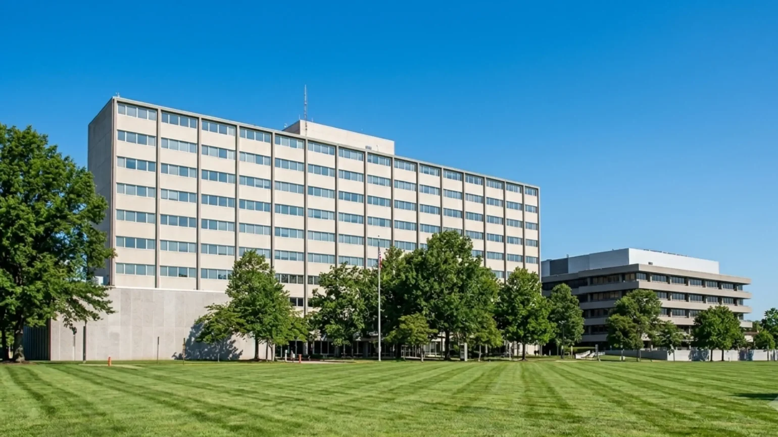 Social Security Administration headquarters building in Woodlawn Maryland representing the agency that manages benefits for 72 million Americans in 2026