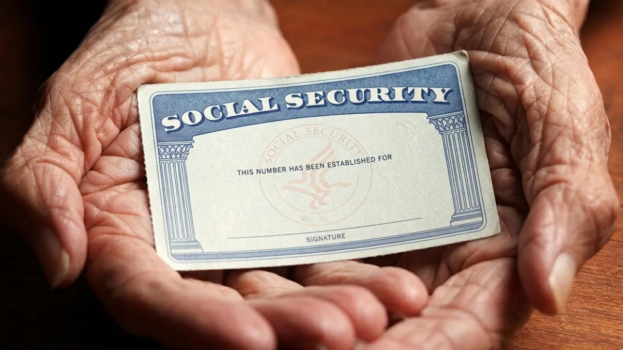A close-up view of a tablet displaying the projected exhaustion timeline of the Social Security retirement trust fund.