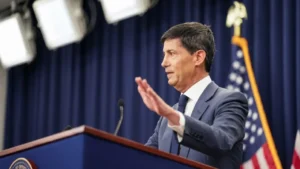 Latest U.S. Financial News and Analysis 8 Illustration of a congressional hearing room representing Fed Chair Kevin Warsh's testimony on central bank independence