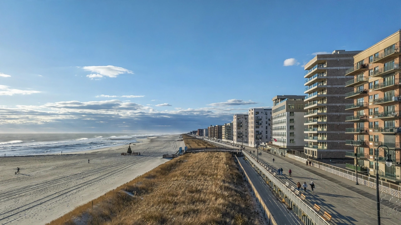 Beachfront apartment buildings as U.S. mortgage rates rise to 6.95% in September 2026