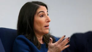 Latest U.S. Financial News and Analysis 17 Cleveland Federal Reserve President Beth Hammack speaking during a discussion about monetary policy and inflation.