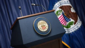 Latest U.S. Financial News and Analysis 14 Federal Reserve podium with official seal ahead of September 2026 CPI inflation data and interest rate decisions.
